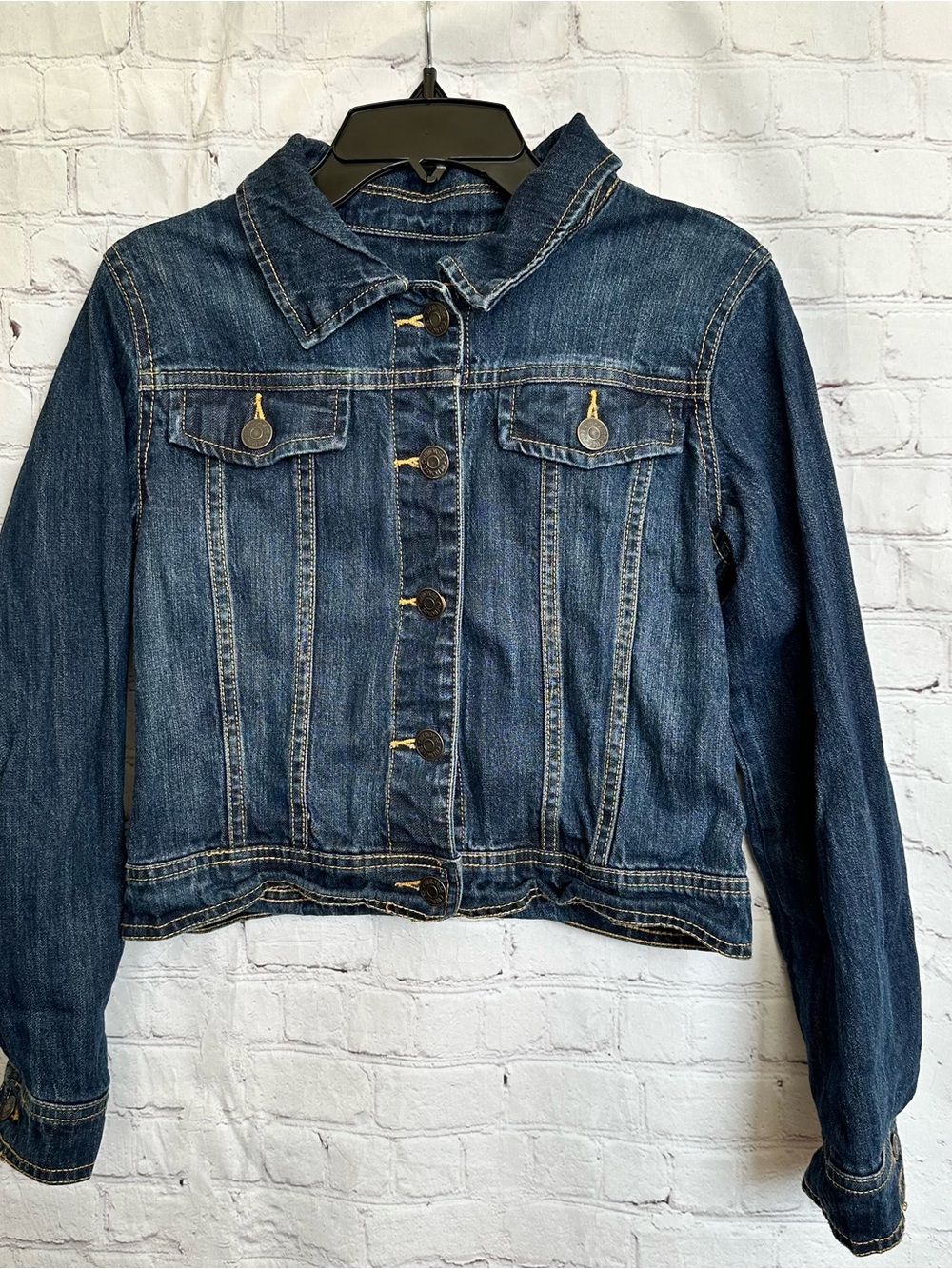 Cherokee Girls Size L 10-12 Denim Jean Jacket Dark Wash Blue